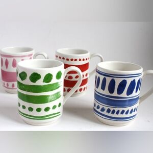 Kate Spade Lenox Mugs Set of 4, Colorful Hand Painted